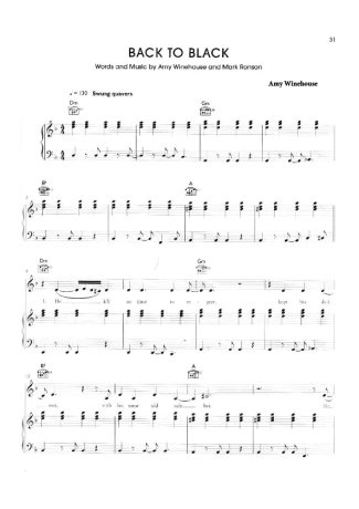 Amy Winehouse  score for Piano