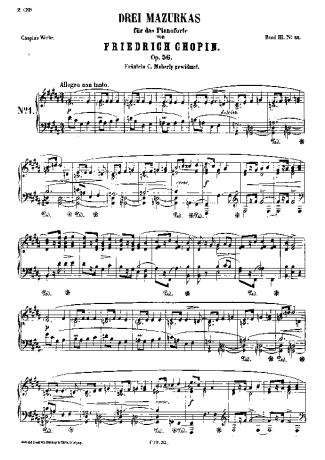 Chopin Mazurkas Op.56 score for Piano