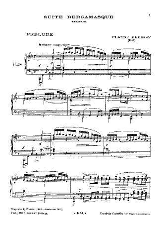 Claude Debussy Suite Bergamasque score for Piano