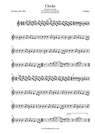 Coldplay  score for Alto Saxophone