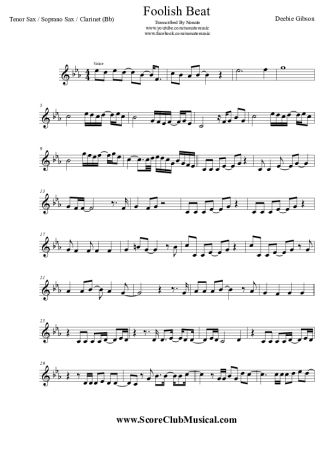 Debbie Gibson  score for Tenor Saxophone Soprano (Bb)