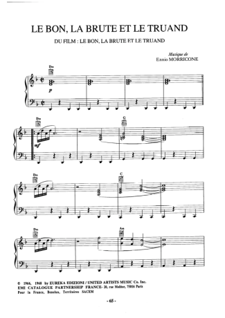 Ennio Morricone Le Bon La Brute Et Le Truand score for Piano