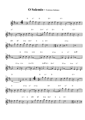 Folclore Italiano O Sole Mio score for Tenor Saxophone Soprano (Bb)