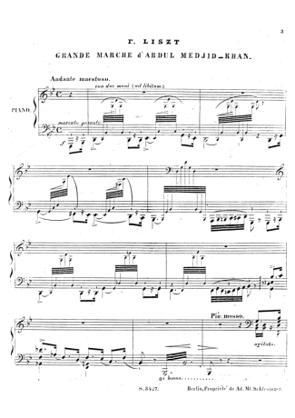 Franz Liszt Grande Paraphrase De La Marche Pour Le Sultan Abdul Medjid Khan S.403 score for Piano