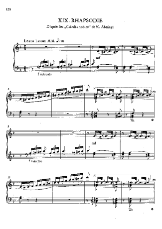Franz Liszt Hungarian Rhapsody No.19 S.244 19 score for Piano