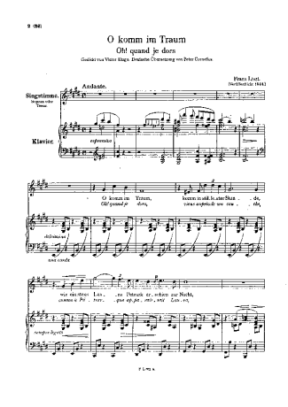 Franz Liszt Oh! Quand Je Dors S.282 score for Piano