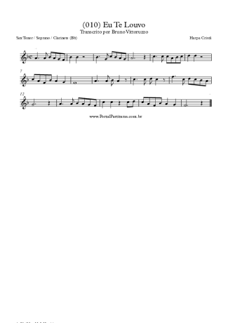 Harpa Cristã (010) Eu Te Louvo score for Tenor Saxophone Soprano (Bb)