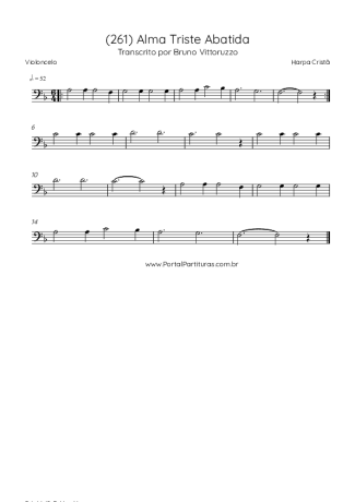 Harpa Cristã (261) Alma Triste Abatida score for Cello