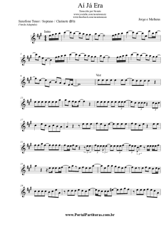 Jorge e Mateus  score for Tenor Saxophone Soprano (Bb)