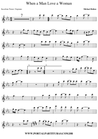 Michael Bolton When A Man Love A Woman Sheet Music For Tenor Saxophone Soprano Clarinet Bb