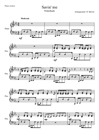 Nickelback  score for Piano