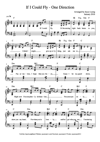 One Direction If I Could Fly score for Piano