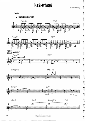 Pat Metheny Hermitage score for Guitar