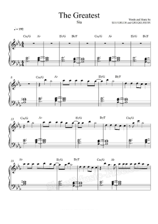 Sia  score for Piano