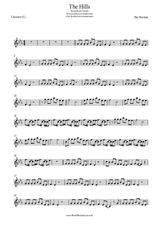 The Weeknd  score for Clarinet (C)