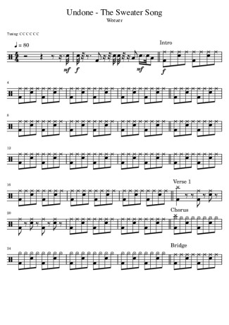 Weezer Undone (The Sweater Song) score for Drums