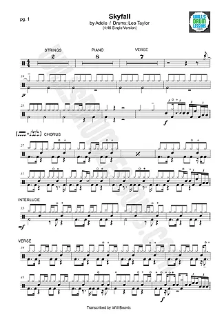 6618 Bladmuziek - Skyfall - Drumstel