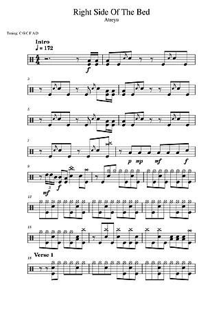 Right Side Of The Bed - Atreyu | Sheet Music for Drums | PDF Download