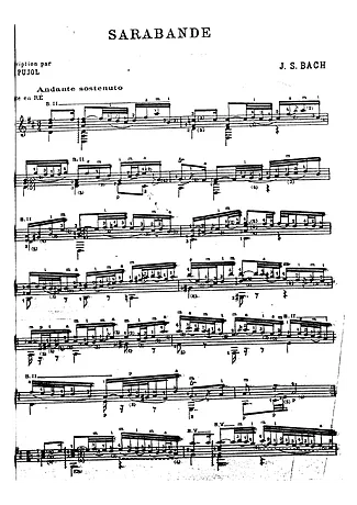 Sarabande - Bach | Spartito per Chitarra Acustica | Download PDF