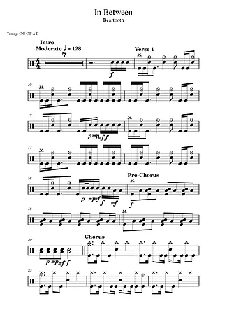 In Between - Beartooth | Partitura para Bateria | Download em PDF
