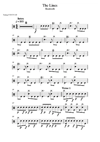 39201 乐谱 - The Lines - 鼓
