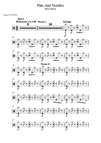 39205 Sheet music - Pins And Needles - Drums