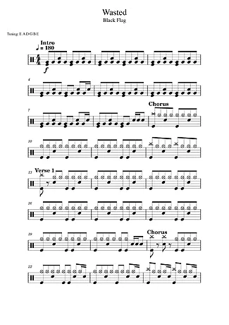 41004 Sheet music - Wasted - Drums