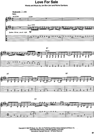 Love For Sale - Bon Jovi | Partituren für Gitarre | PDF-Download