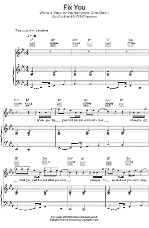 2255 Partitura - Fix You - Piano