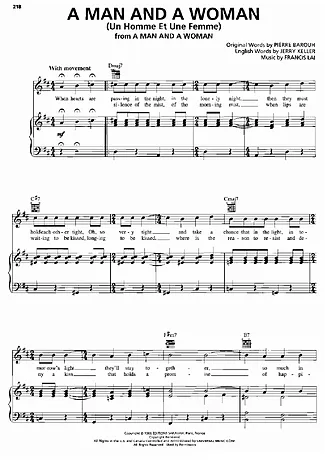 A Man And A Woman - Francis Lai | Bladmuziek voor Piano | PDF-download