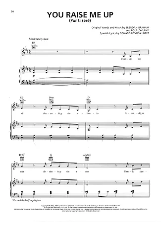 31269 Noten - You Raise Me Up - Klavier