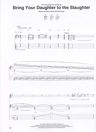 Bring Your Daughter To The Slaughter - Iron Maiden | Partitur untuk Gitar | Unduh PDF