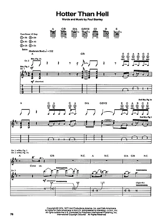 19161 乐谱 - Hotter Than Hell - 吉他