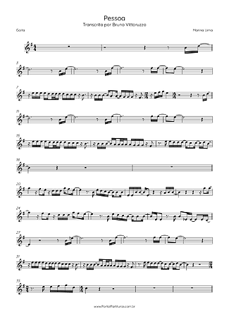 Pessoa - Marina Lima | Partitura para Gaita | Download em PDF