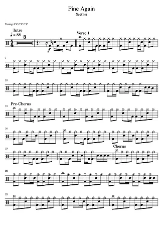 38582 Partitura - Fine Again - Batería