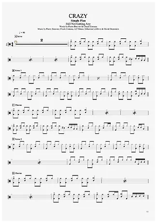 34226 Sheet music - Crazy - Drums