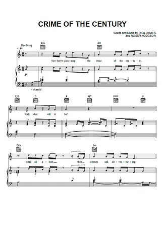 Crime Of The Century - Supertramp | Partitura para Piano | Download em PDF