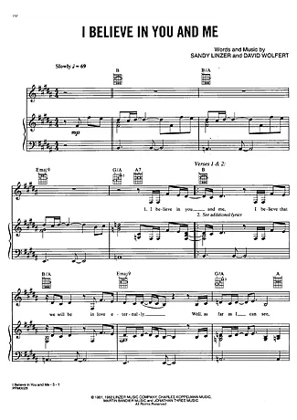 I Believe in You And Me - Whitney Houston | Spartito per Pianoforte | Download PDF