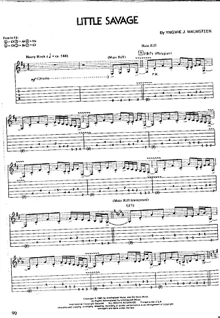 Little Savage - Yngwie Malmsteen | Partitura para Guitarra | Download em PDF
