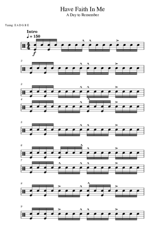 A Day to Remember Have Faith In Me score for Drums