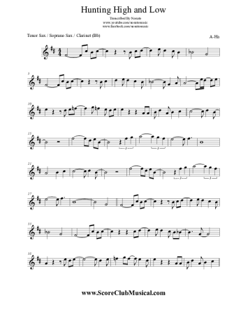 A-ha Hunting High And Low score for Tenor Saxophone Soprano (Bb)