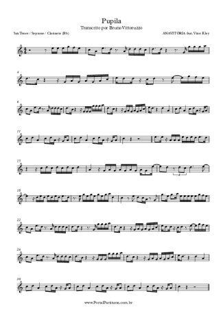 ANAVITÓRIA feat. Vitor Kley Pupila score for Tenor Saxophone Soprano (Bb)