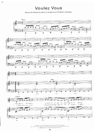 Abba Voulez Vous score for Piano