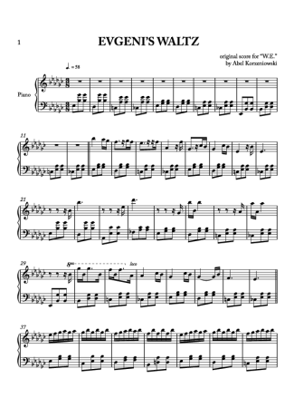 Abel Korzeniowski Evgenis Waltz score for Piano
