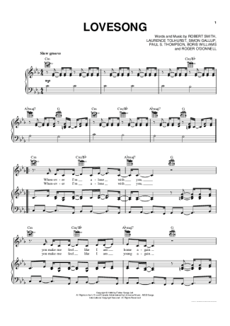 Adele Lovesong score for Piano