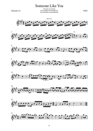 Adele  score for Clarinet (C)