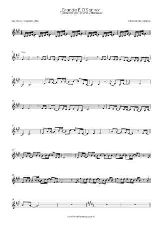 Adhemar de Campos Grande É O Senhor score for Tenor Saxophone Soprano (Bb)