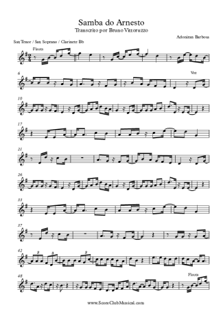 Adoniran Barbosa Samba do Arnesto score for Tenor Saxophone Soprano (Bb)