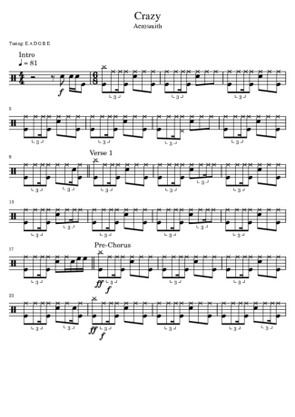 Aerosmith  score for Drums