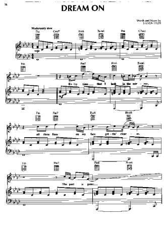 Aerosmith Dream On score for Piano